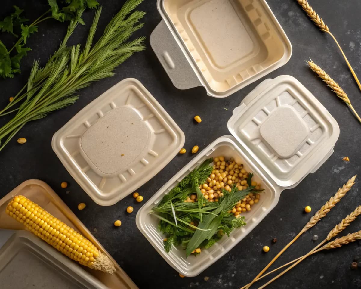 PLA compostable clamshell containers with plant-based materials — Pure Form Solution