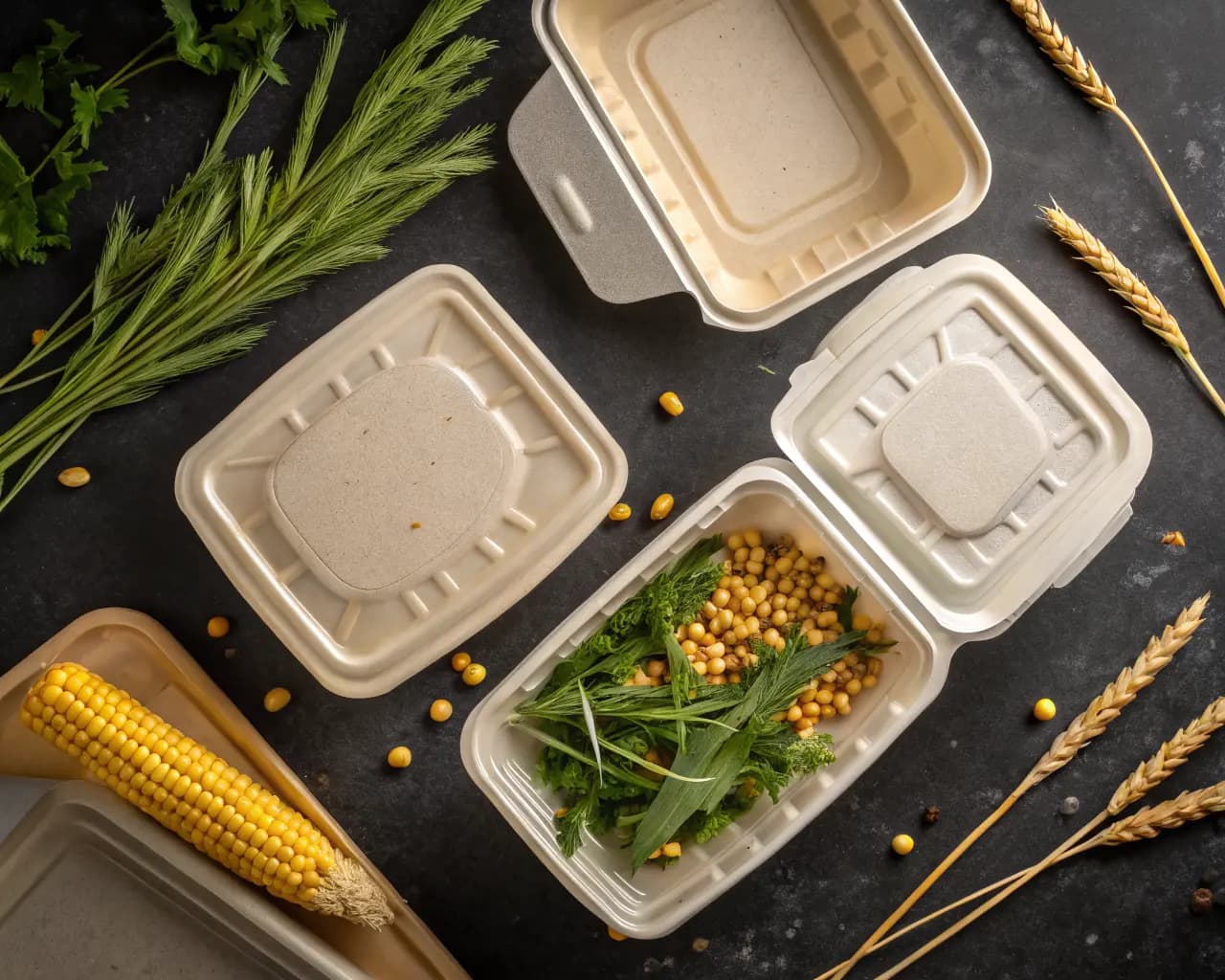 Crystal-clear PLA clamshell boxes — compostable plant-based food packaging