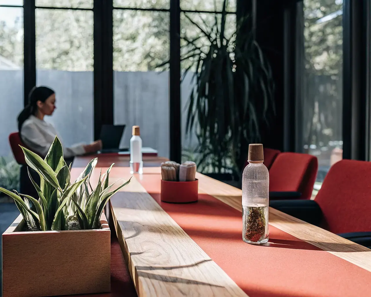 Pure Form Solution workspace with plant-based packaging