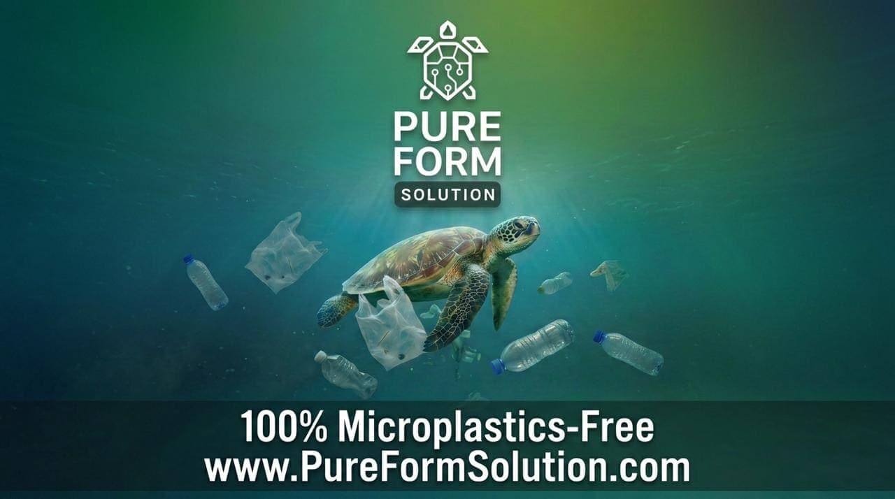 Pure Form Solution — 100% Microplastics-Free branding
